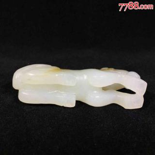 老玉马把件精品和田白玉