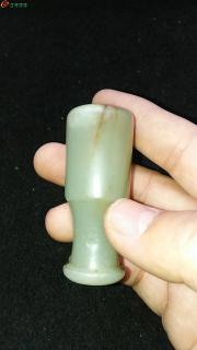 下乡收清代和田玉巨型烟嘴