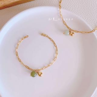 「岁岁平安」玉石设计感天然和田玉14k包金手链女不掉色手饰